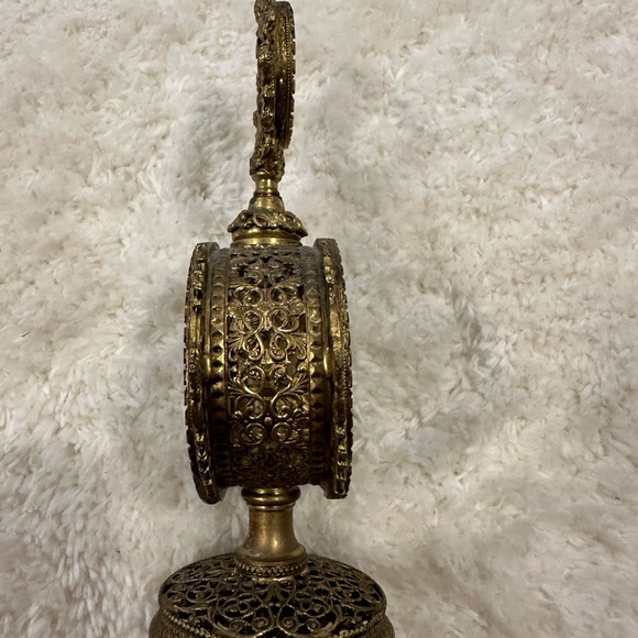 Vintage Stylebuilt NY Gold Ormolu Filigree Ornate Rose Perfume Bottle - Picture 6 of 14